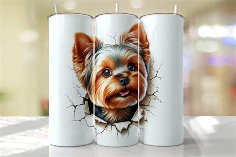 Yorkshire Terrier Peeking Tumbler Wrap Graphic By Thedigitalstore