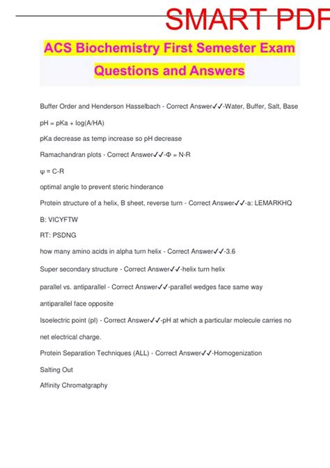 Acs Biochemistry Exam Bundle Pack With Complete Solutions Stuvia Us