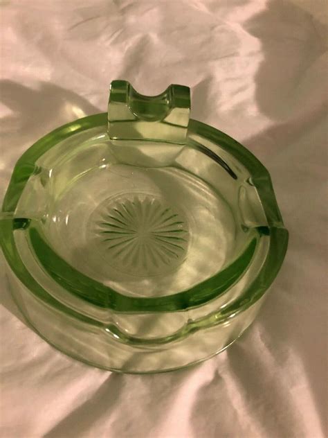 Vintage Clear Green Glass Cigar Ashtray 2004522944