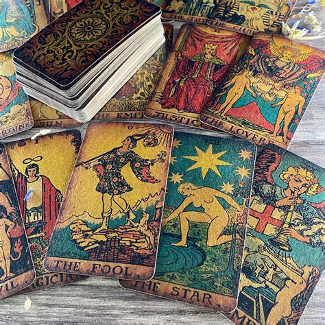 Tarot Deck Borderless Rider Waite Vintage T Set Tarot Etsy