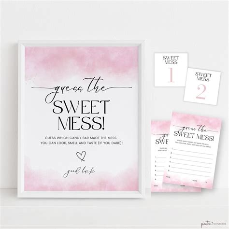 Guess The Sweet Mess Baby Shower Game Baby Diaper Game Printable