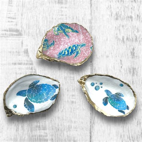 Sea Turtle Oyster Shell Ring Dish Oyster Dish Oyster Ring Dish