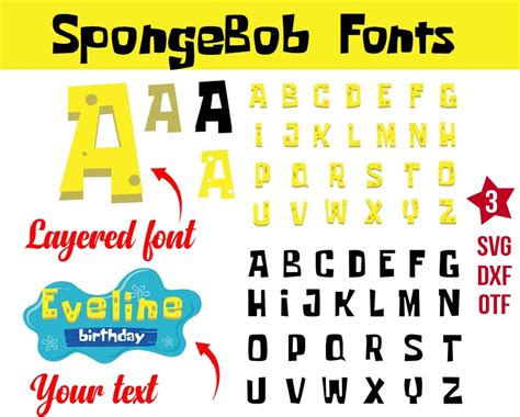 SpongeBob font svg, SpongeBob alphabet svg, SpongeBob letter - Inspire ...