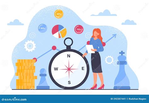 Woman With Business Strategy Vector Concept Stock Illustration