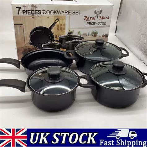 7pcs Non Stick Saucepan Cookware Set Cooking Pot Frying Pan With Glass