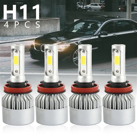 2 pçs led h11 lâmpada do farol 6000 k cob carro farol 12 v led lâmpada