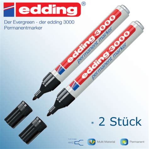 Edding Schwarz Permanent Marker Stift Wasserfest St Ck