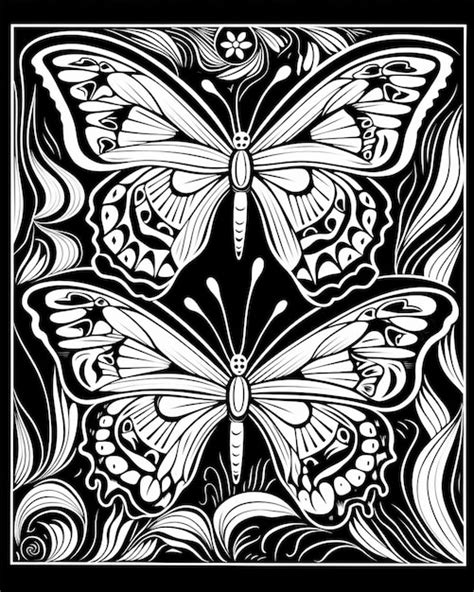 Butterflies Coloring Pages For Adults Premium Ai Generated Image