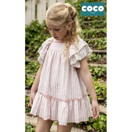 Coco Acqua Verano 2024 Vestido niña Rayas Rosas