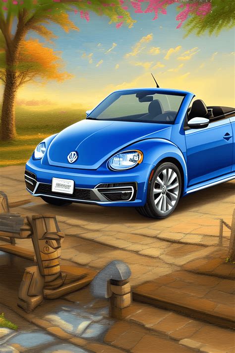 2019 Blue Vw Beetle Convertible · Creative Fabrica