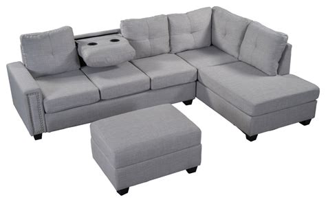 Gewnee Reversible Sectional Sofa Space Saving Transitional Sectional Sofas By Gewnee Inc