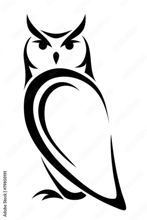 Owl. Vector black silhouette. Stock Vector | Adobe Stock