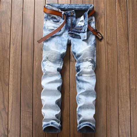 New Ripped Hip Hop Jeans For Men Fashion Swag Biker Skinny Jeans