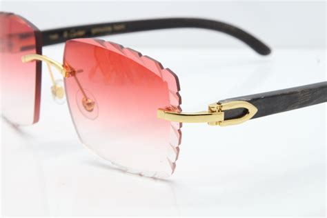 Cartier Rimless Original Black Flower Buffalo Horn 8300816 Buffs