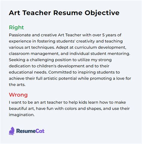 Top 18 Art Teacher Resume Objective Examples | ResumeCat