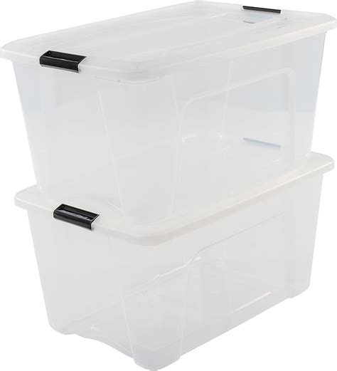 Iris Ohyama Set Of Storage Boxes L With Snap Closure