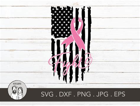 Pink Ribbon Usa Flag Svg Breast Cancer Svg Grunge Flag Svg Etsy