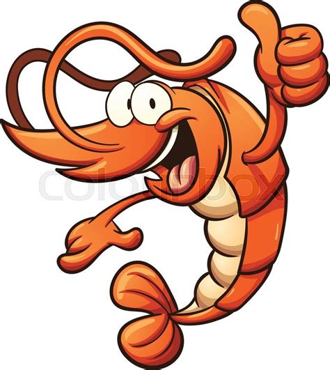 Cartoon Shrimp With Thumbs Up Hand Stock Vector Colourbox