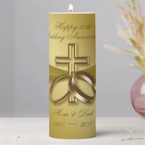 Religious Golden 50th Anniversary Pillar Candle Zazzle