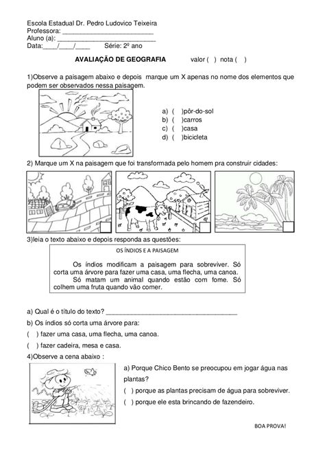 Prova De Geografia 2 Ano REVOEDUCA