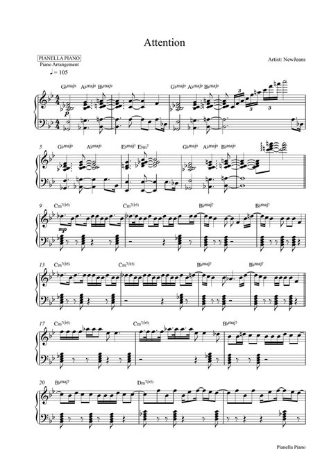 NewJeans Attention Piano Sheet Drum Backing Track Sheets By