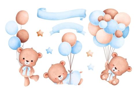 The Teddy Bears Are Flying With Balloons