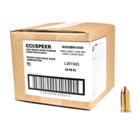 Cci 9mm Blazer Brass 115 Gr Fmj Cci5200 1000 Per Case