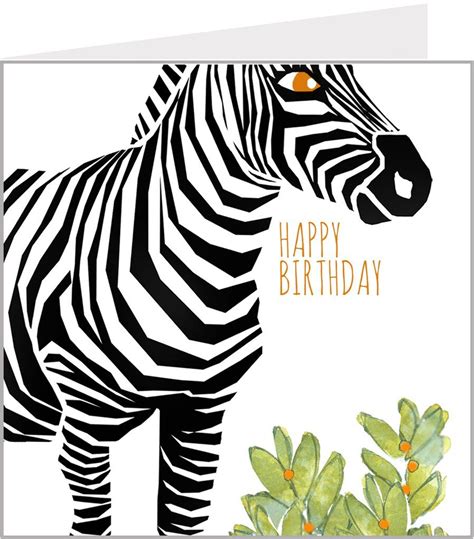 Zebra Birthday Card Zebra Birthday Zebra Animal Illustration