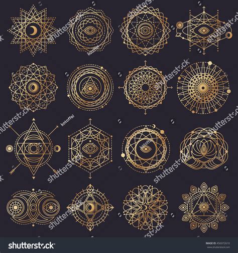 Sacred Geometry Forms Eye Moon Sun Stock Vector Royalty Free 456972610