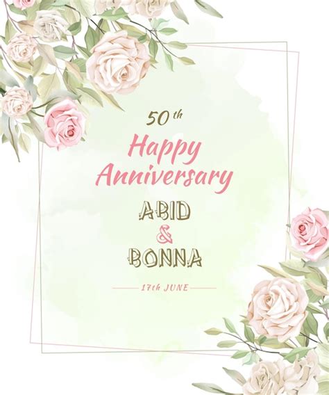 Carte D Anniversaire Aquarelle Feuilles Roses Et Vertes Vecteur Premium