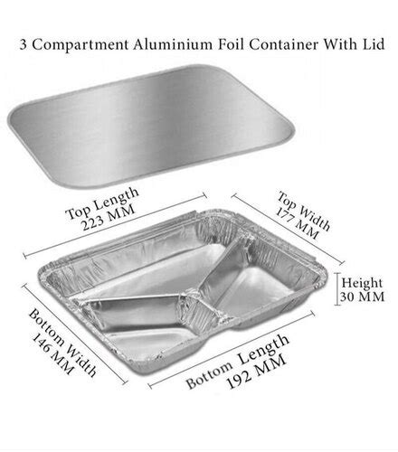 Disposable Aluminum Foil Container 3 Compartment With Lid At Best Price