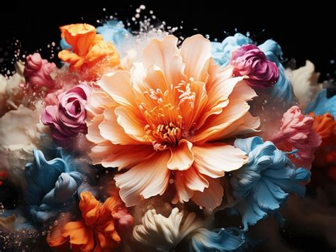 Premium Ai Image Flower Explosion A Multicoloured Bouquet Of Flowers