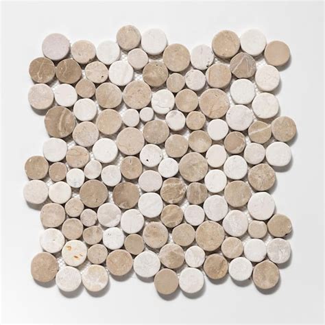 CRUZ BAY STUDIO Stone Penny Rounds Tan And Off White 11 1 2 In X 11 1