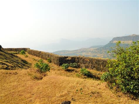 A Stone Wall of the Lohagad Fort in Pune Stock Image - Image of rock ...