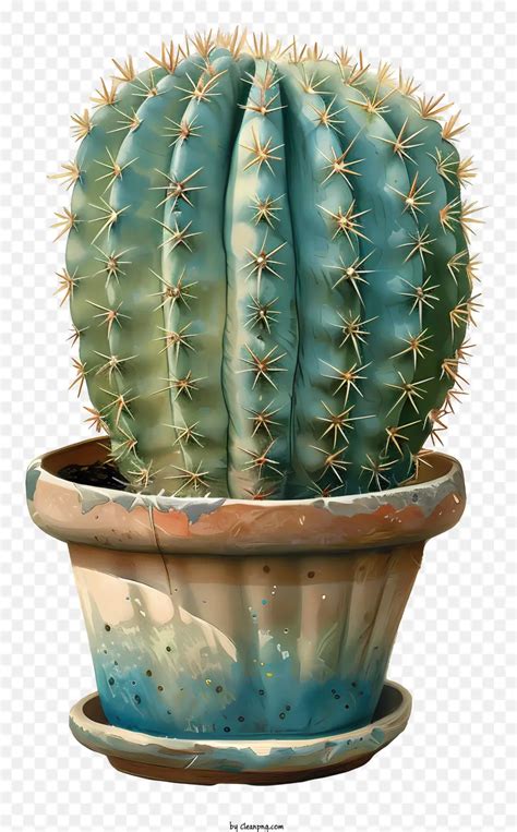 Cactus In Pot Realistic Small Green Cactus In Clay Pot Cleanpng