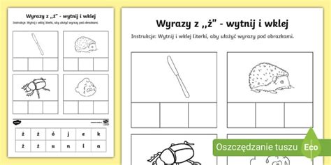 Pisownia wyrazów z ż Karta pracy dla dzieci Twinkl