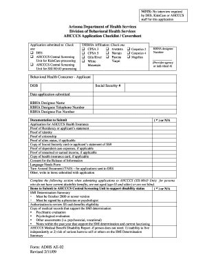 Fillable Online Azdhs Ahcccs Application Checklist Coversheet