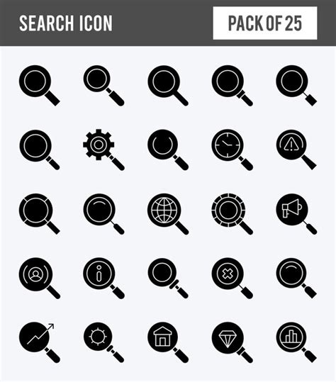 25 Illustration Vectorielle Du Pack D icônes De Glyphe De Recherche