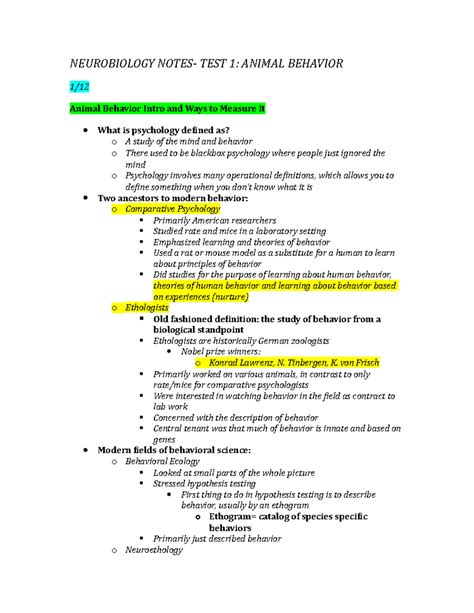 Final Notes Compiled - Summary Neurobiology&Behavior 1/2Wi