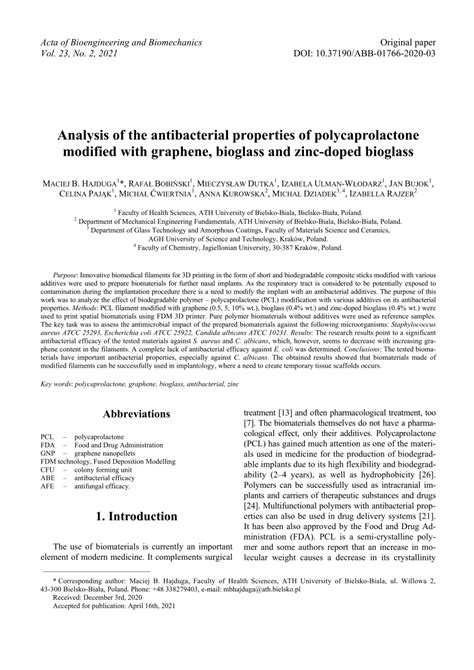 (PDF) Analysis of the antibacterial properties of polycaprolactone ...