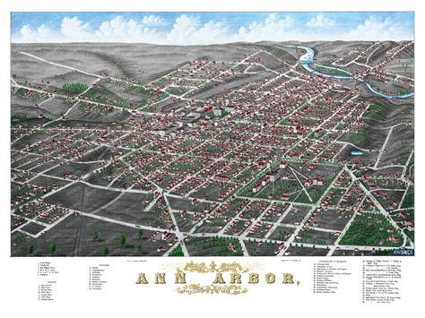 Colorized and Restored Map of Ann Arbor, Michigan from 1880 - KNOWOL