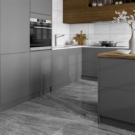 Calcolo Comet Light Grey Marble Effect Gloss Wall And Floor Tile 300mm