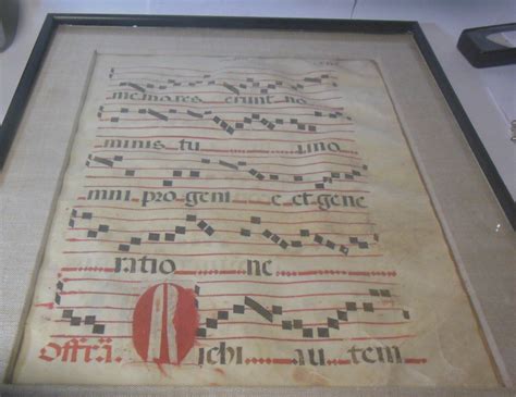 Antique Antiphonal Music Leaf Sheet Parchment 17th C Baroque Framed Art