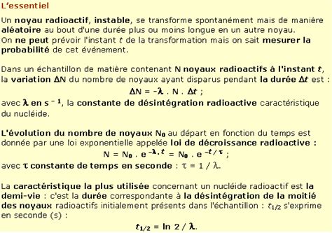 Loi De D Croissance Radioactive Et Temps De Demi Vie D Un Chantillon