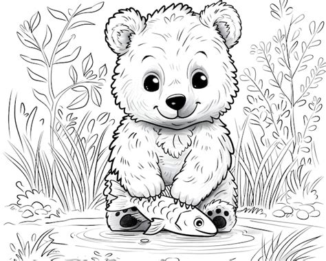 L Art En Ligne Monochrome De L Ours Illustration De La Page De