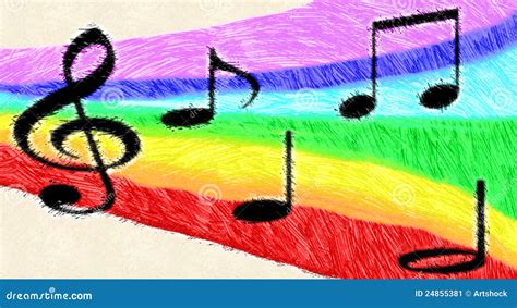 Music notes on rainbow stock illustration. Illustration of composer ...