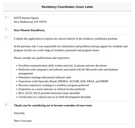 Residency Coordinator Cover Letter Velvet Jobs