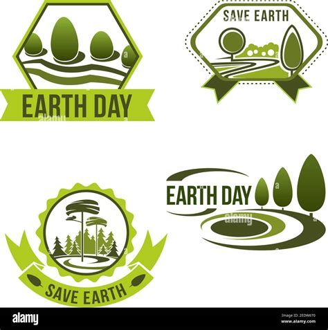 Earth Day Icons For Green Nature And Eco Environment Protection Symbols Vector Set Of Ecology