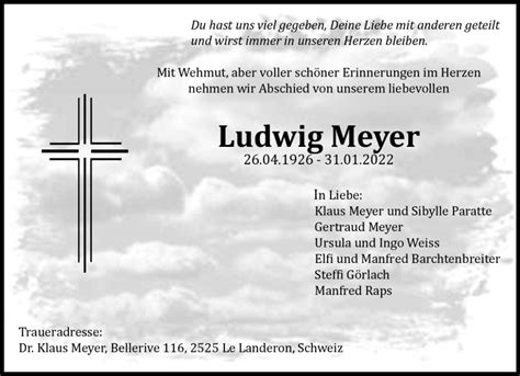 Traueranzeigen Von Ludwig Meyer Nordbayerischer Kurier