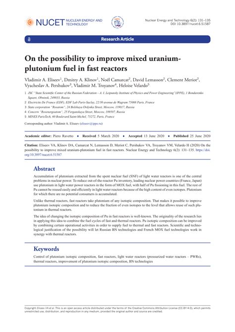 (PDF) On the possibility to improve mixed uranium-plutonium fuel in ...